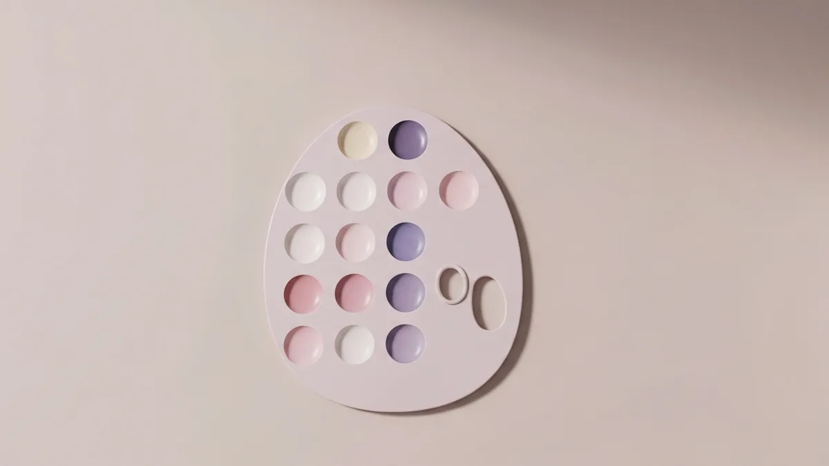 たくさんの色の絵の具が並んだパレット