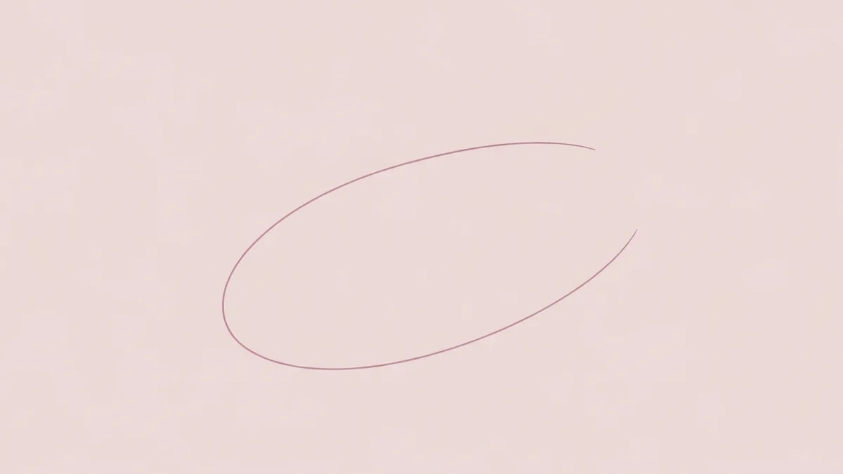 淡い背景に、正円ではなくわずかに細長い楕円がひとつ静かに描かれている