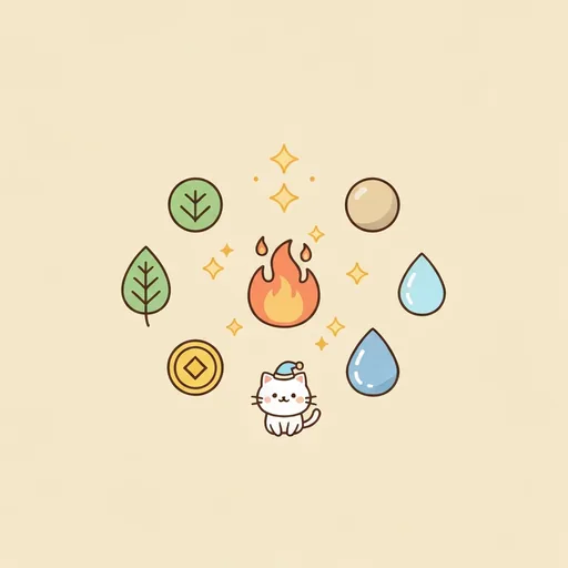 四柱推命の五行(木・火・土・金・水)のイメージイラスト